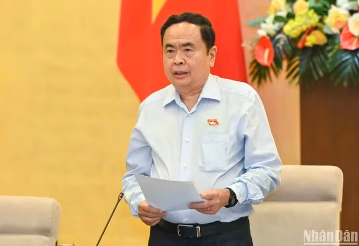 Chủ tịch Quốc hội Trần Thanh Mẫn phát biểu bế mạc Phiên họp thứ 36 của Ủy ban Thường vụ Quốc hội. (Ảnh: DUY LINH)