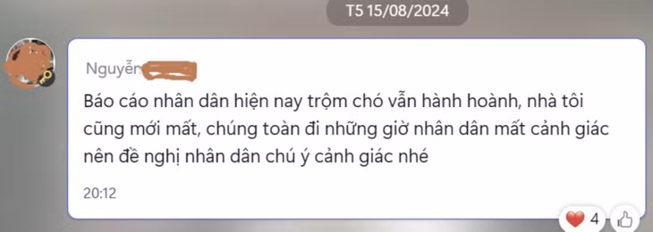 Thông báo của một trưởng thôn ở Thanh Hóa vừa bị bọn trộm chó bắt con chó nhà mình. Ảnh: Trần Lâm