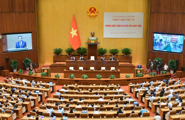 Quang cảnh Phiên chất vấn và trả lời chất vấn tại Phiên họp thứ 36 của Ủy ban Thường vụ Quốc hội.