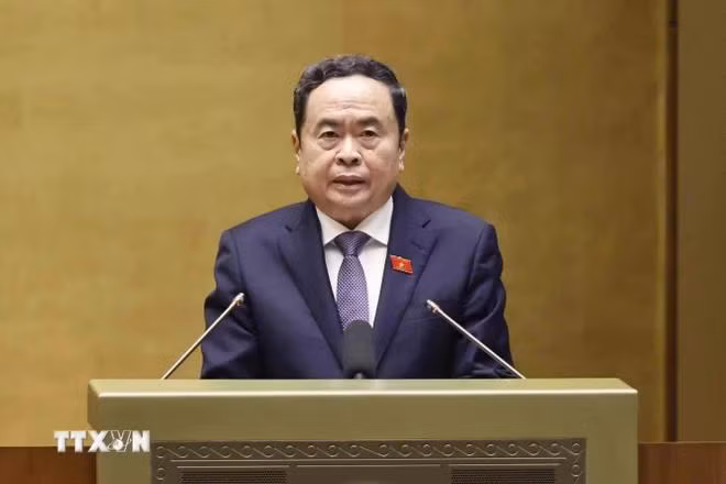 Chủ tịch Quốc hội Trần Thanh Mẫn phát biểu khai mạc. (Ảnh: Doãn Tấn/TTXVN)