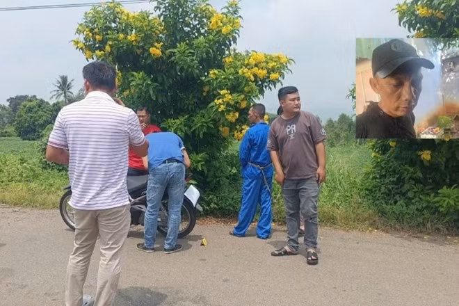 Cơ quan chức năng thực nghiệp hiện trường vụ giật dây chuyền. Ảnh: CA