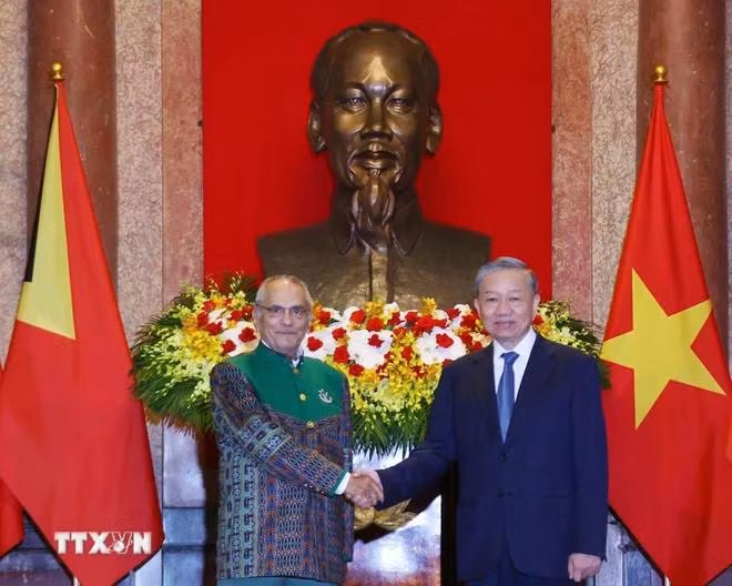 Chủ tịch nước Tô Lâm và Tổng thống Timor-Leste Jose Ramos-Horta. (Ảnh: Lâm Khánh/TTXVN)