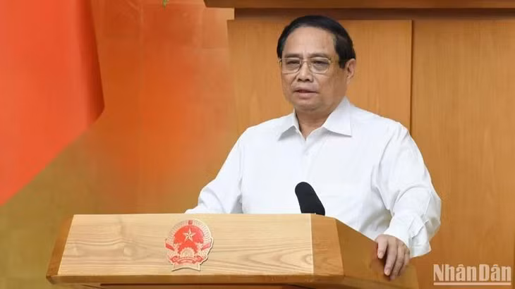 Thủ tướng Phạm Minh Chính phát biểu ý kiến tại phiên họp. (Ảnh: Trần Hải)
