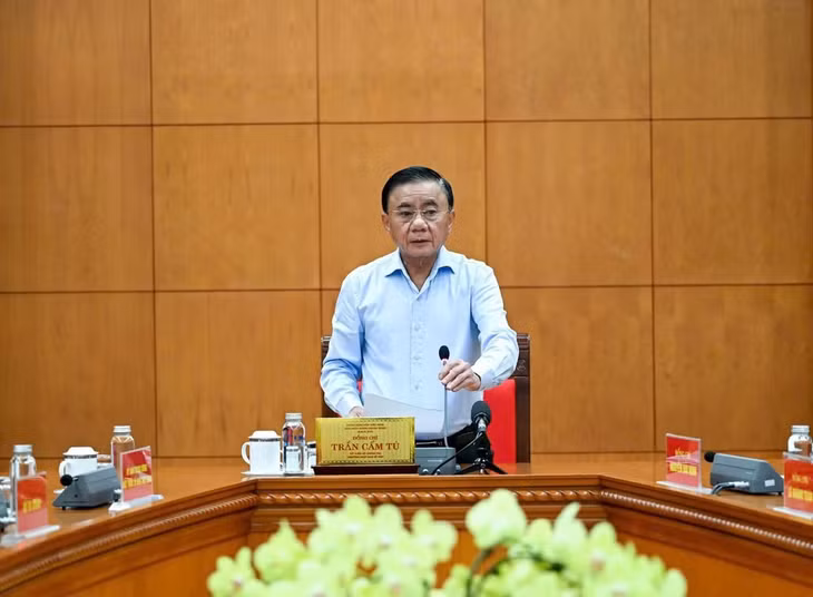 Thường trực Ban Bí thư Trần Cẩm Tú phát biểu kết luận cuộc họp. (Ảnh: DUY LINH)