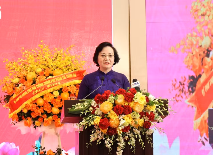 Bí thư Trung ương Đảng, Phó Thủ tướng Phạm Thị Thanh Trà, Chủ tịch Ủy ban Quốc gia về người cao tuổi Việt Nam phát biểu tại Hội nghị - Ảnh: VGP/Thu Giang
