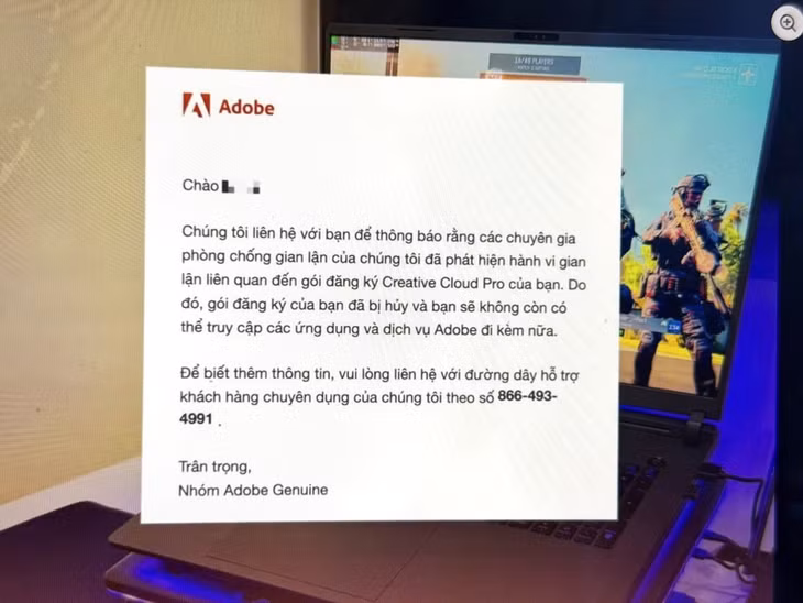 Nhiều khách hàng cho biết đã bị Adobe khoá tài khoản. Ảnh: Nhật Tường.