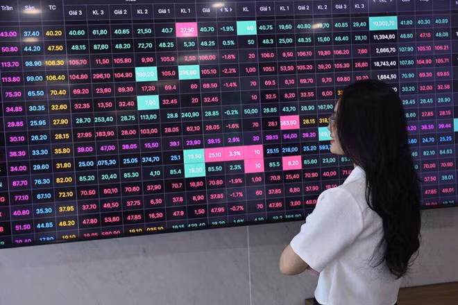 Thị trường chứng khoán tiếp diễn tình trạng xanh vỏ đỏ lòng. Ảnh: Quang Định