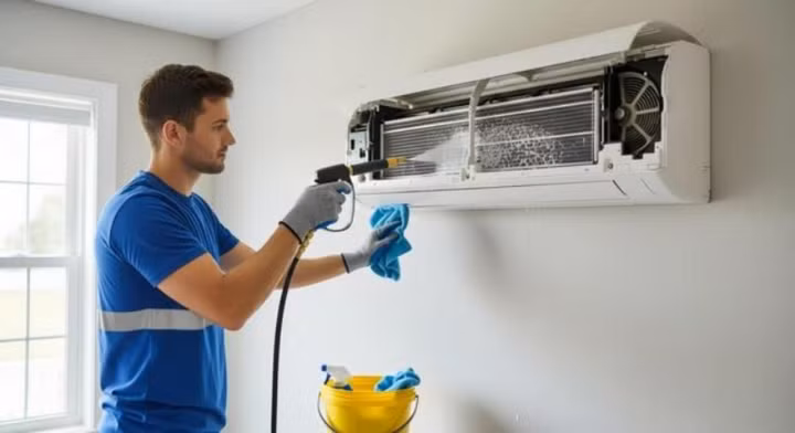 Vệ sinh sâu bằng vòi xịt chuyên dụng giúp điều hòa sạch sẽ hơn. Ảnh: VTZ