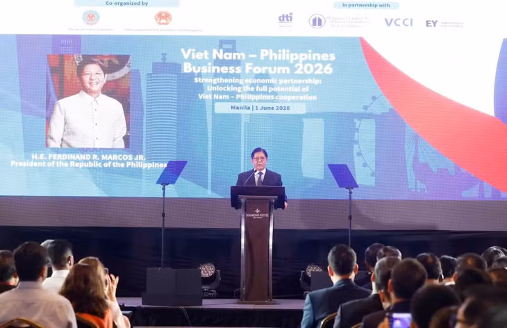 Tổng thống Philippines Ferdinand Romualdez Marcos Jr. phát biểu tại Diễn đàn Doanh nghiệp Việt Nam-Philippines. (Ảnh: TTXVN)