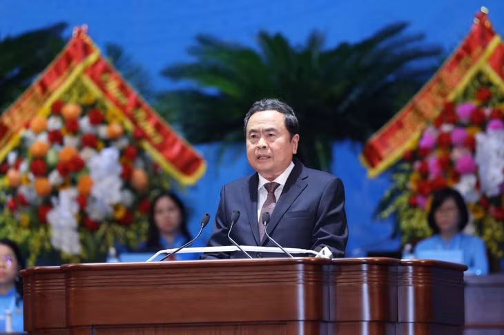 Đồng chí Trần Thanh Mẫn, Ủy viên Bộ Chính trị, Chủ tịch Quốc hội, phát biểu chỉ đạo Đại hội. Ảnh: Chinhphu.vn