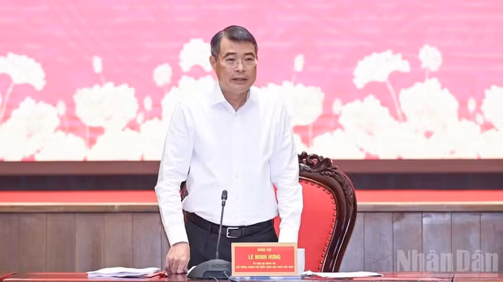 Thủ tướng Chính phủ Lê Minh Hưng phát biểu ý kiến tại cuộc làm việc. (Ảnh: Trần Hải)