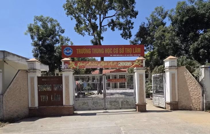 Trường THCS Thọ Lâm, xã Sao Vàng, tỉnh Thanh Hóa - nơi xảy ra việc lộ đề thi môn tiếng Anh học kỳ 2 năm học 2025 - 2026 - Ảnh: CTV