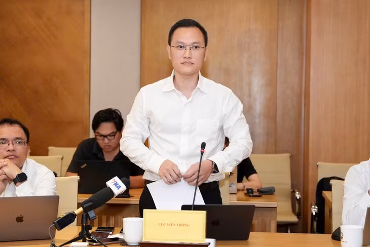 Ông Nguyễn Anh Cương, Phó Cục trưởng Cục Viễn thông (Bộ KH&amp;CN) thông tin tại họp báo - Ảnh: VGP/TG
