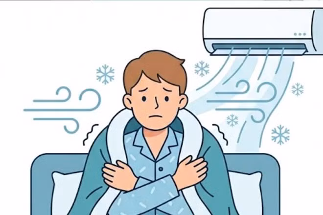 Những ảnh hưởng của việc ngủ trong phòng điều hòa quá lạnh. Đồ họa: Thiện Nhân