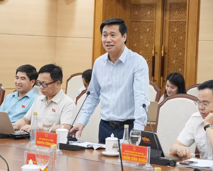 Thứ trưởng Bộ Xây dựng Nguyễn Tường Văn phát biểu ý kiến tại buổi làm việc.