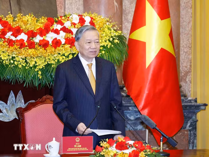 Tổng Bí thư, Chủ tịch nước Tô Lâm phát biểu tại buổi gặp mặt - Ảnh: TTXVN
