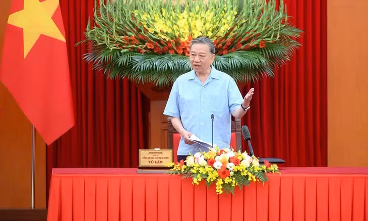 Tổng Bí thư, Chủ tịch nước Tô Lâm phát biểu chỉ đạo tại cuộc làm việc. (Ảnh: ĐĂNG KHOA)