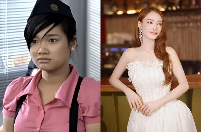 Nhã Phương trong phim “Những thiên thần áo trắng“ (trái) và bây giờ (phải). Ảnh: Nhà sản xuất BHD/Nhân vật cung cấp