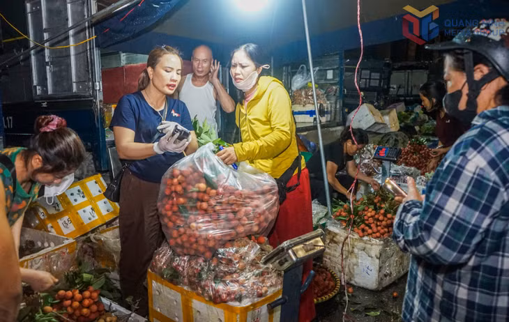 Các chủ hàng tỉ mỉ phân loại, tuyển chọn những lô hoa quả đẹp trước khi giao đến khách hàng.