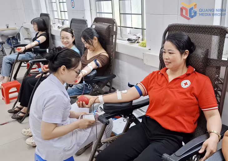Tình nguyện viên tích cực tham gia hiến máu tại Ngày hội “Giọt hồng yêu thương” tổ chức ở Bệnh viện Bãi Cháy, tháng 6/2026.