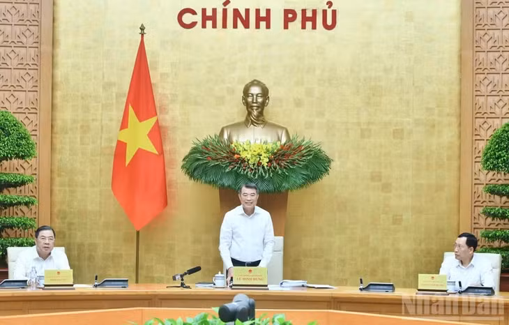 Thủ tướng Chính phủ Lê Minh Hưng phát biểu ý kiến kết luận Phiên họp Chính phủ thường kỳ tháng 5. (Ảnh: THANH GIANG)