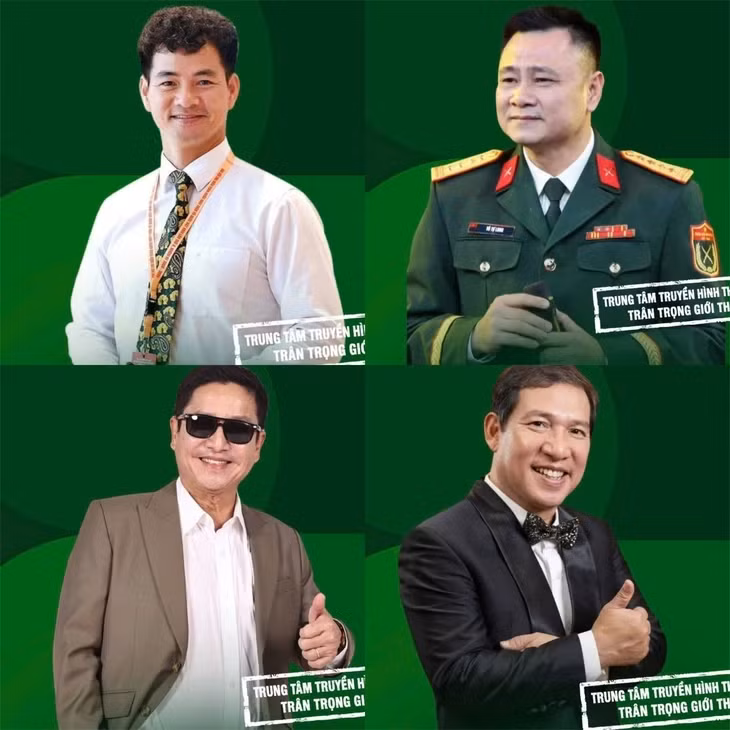Cục trưởng Cục Nghệ thuật biểu diễn Nguyễn Xuân Bắc và các nghệ sĩ Tự Long, Chí Trung, Quang Thắng - Ảnh: VTV