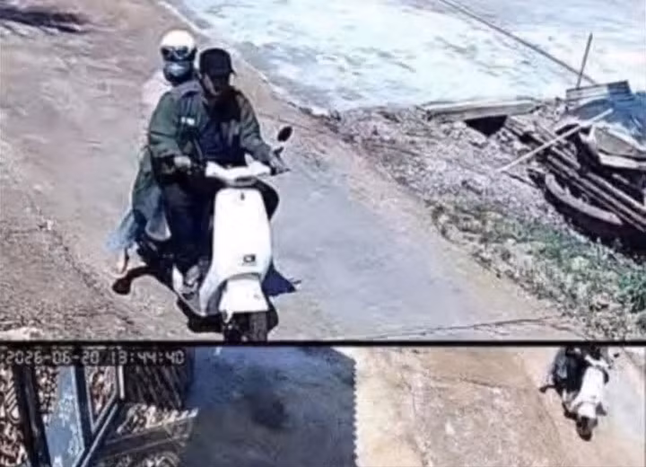 Hình ảnh gia đình trích xuất camera thấy N. chở cháu H. trên đường.