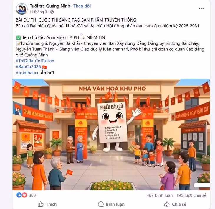 Sản phẩm sáng tạo của tuổi trẻ Quảng Ninh tham dự Cuộc thi sáng tạo sản phẩm truyền thông bầu cử đại biểu Quốc hội và HĐND các cấp nhiệm kỳ 2026-2031.