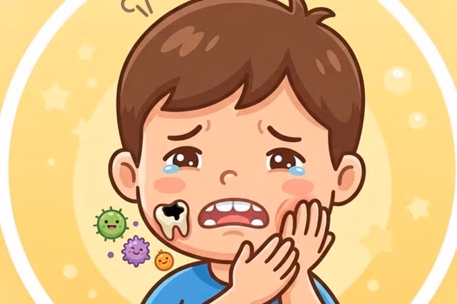 Trẻ em dễ bị sâu răng hơn người lớn do ảnh hưởng từ nhiều yếu tố khác nhau. Đồ họa: Thiện Nhân