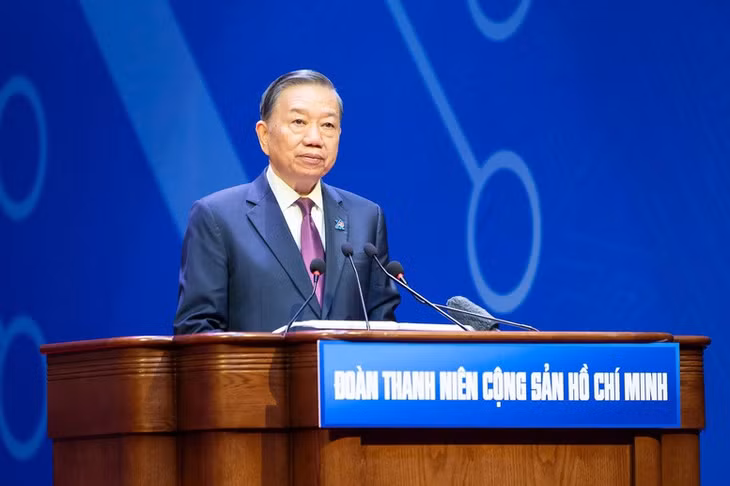 Tổng Bí thư, Chủ tịch nước Tô Lâm dự và có bài phát biểu quan trọng tại phiên trọng thể Đại hội đại biểu toàn quốc Đoàn Thanh niên cộng sản Hồ Chí Minh lần thứ XIII, sáng 25/6 - Ảnh: VGP/Nhật Bắc