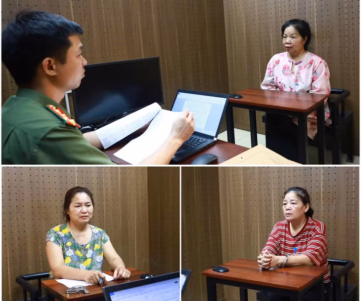 Công an lấy lời khai của các bị can - Ảnh: Công an cung cấp