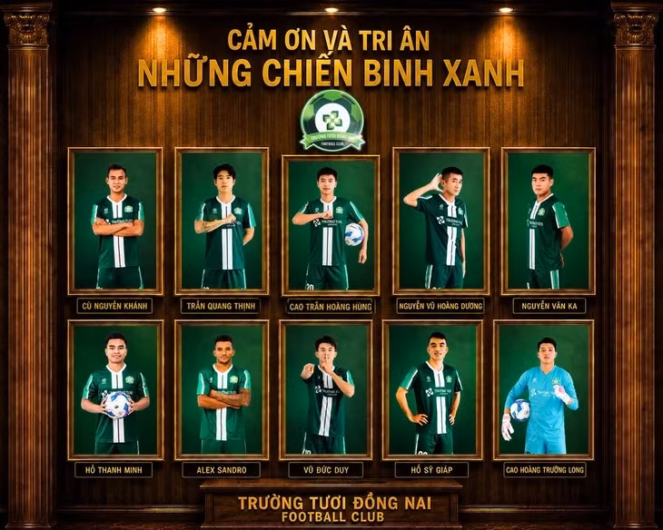 CLB Trường Tươi Đồng Nai công bố chia tay 10 cầu thủ - Ảnh: TTĐNFC