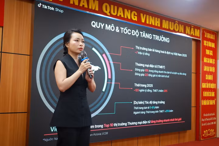 Bà Oanh Nguyễn, Giám đốc Ngành hàng Thời trang TikTok Shop, cho biết thời trang là một trong những ngành hàng tăng trưởng nhanh trên TMĐT.