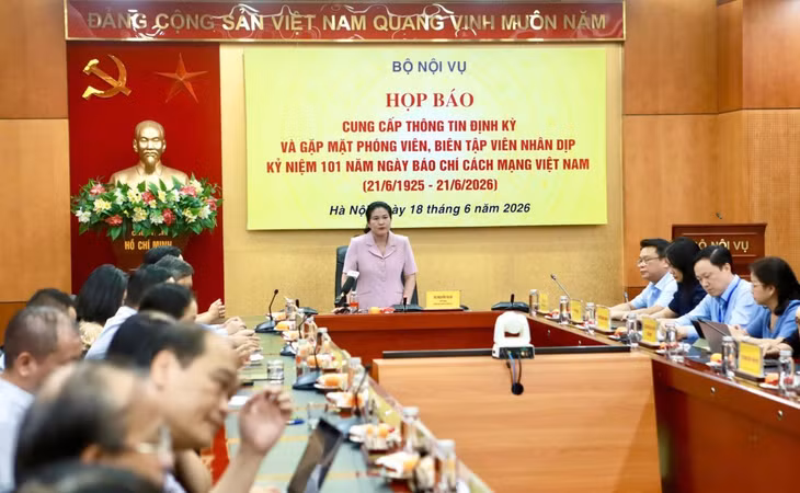 Bộ Nội vụ tổ chức họp báo cung cấp thông tin định kỳ. Ảnh: Duy Tuấn