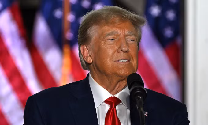 Cựu tổng thống Donald Trump phát biểu tại Bedminster, bang New Jersey ngày 13/6. Ảnh: AFP