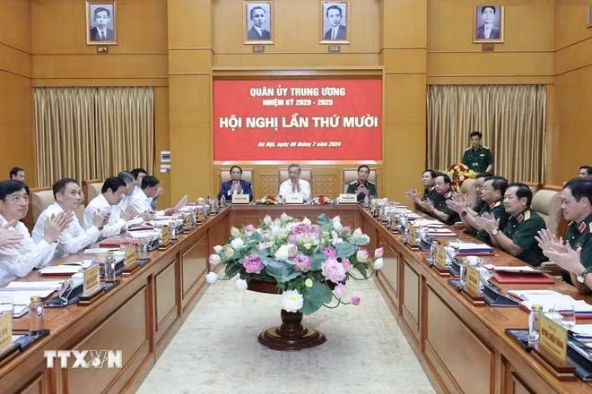 Hội nghị Quân ủy Trung ương lần thứ 10. (Ảnh: Nhan Sáng/TTXVN)