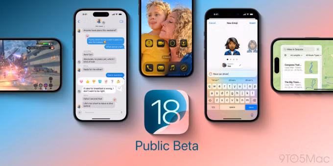 Minh họa các tính năng trên iOS 18 Public Beta. Ảnh: 9to5mac
