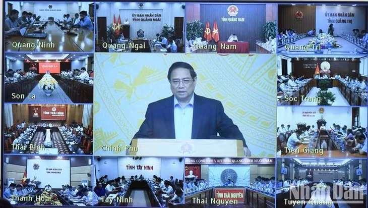 Hội nghị được truyền trực tuyến tới trụ sở Ủy ban nhân dân các tỉnh, thành phố trực thuộc Trung ương. (Ảnh: Trần Hải)