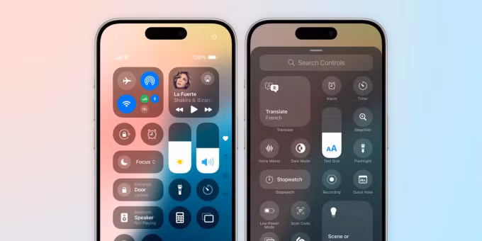 Giao diện Trung tâm điều khiển của iOS 18. Ảnh: 9to5mac
