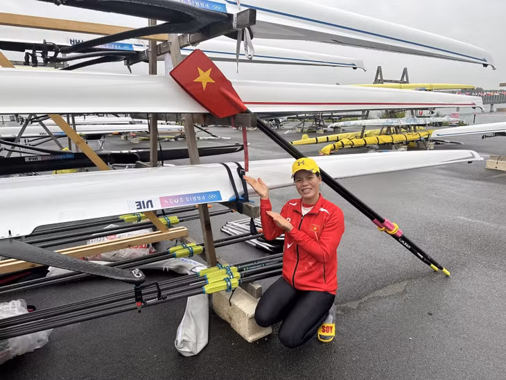 Phạm Thị Huệ giành quyền vào tứ kết nội dung thuyền đơn nữ hạng nặng môn Rowing tại Olympic Paris 2024. Ảnh: CTV.