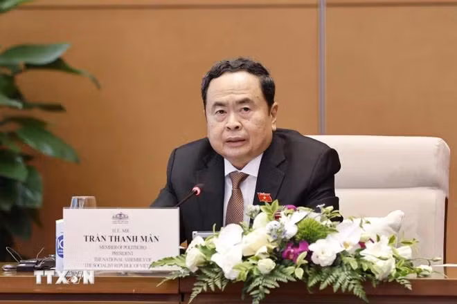 Chủ tịch Quốc hội Trần Thanh Mẫn phát biểu. (Ảnh: Doãn Tấn/TTXVN)