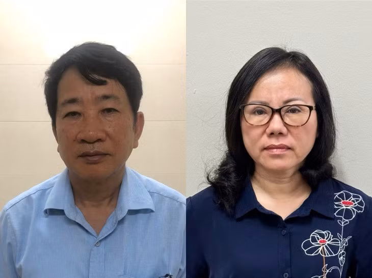 Bị can Thân Đức Lại và Trương Thị Thu Hương - Ảnh: Bộ Công an