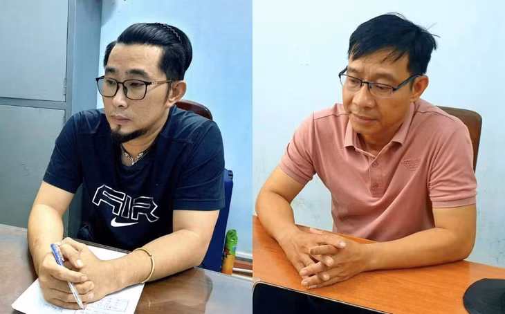 Đối tượng Đoàn Quốc Hoàng (phải) và Trần Đình Thắng (trái) cầm đầu đường dây đánh bạc. Ảnh Công an Phú Yên