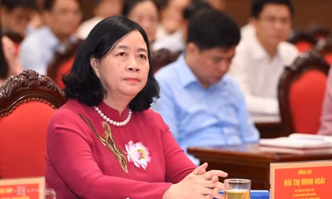 Bà Bùi Thị Minh Hoài tại lễ trao quyết định chiều 17/7. Ảnh: Giang Huy