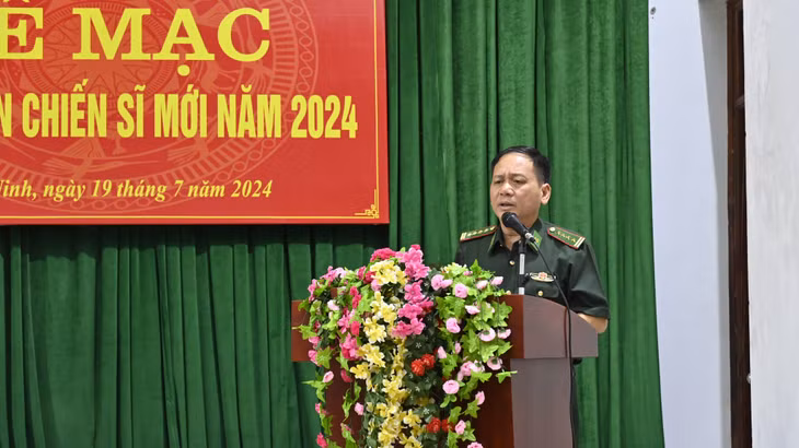 Đại tá Trần Văn Thanh, Phó Chỉ huy trưởng, TMT, Bộ Chỉ huy BĐBP tỉnh phát biểu bế mạc Huấn luyện.
