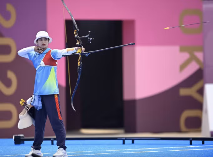 Đỗ Thị Ánh Nguyệt thi đấu tại Olympic Tokyo 2020. Ảnh: Reuters