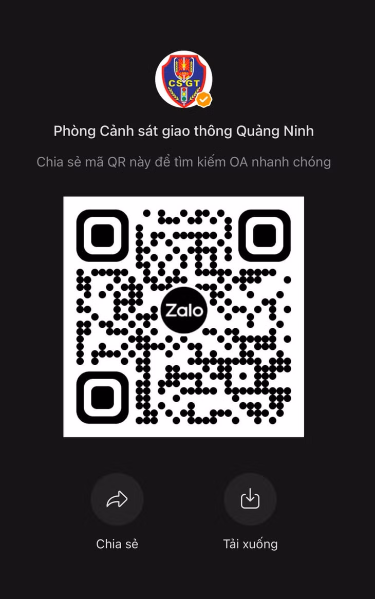 trang zalo “Phòng Cảnh sát giao thông Quảng Ninh”.