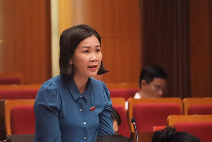 Đại biểu La Thị Thủy, Tổ đại biểu Tiên Yên - Bình Liêu - Ba Chẽ đóng góp ý kiến vào nội dung của nhiều dự thảo nghị quyết.