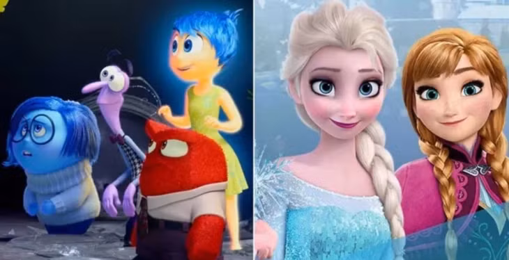 Inside Out 2 (trái) chỉ còn cách thành tích mà Frozen 2 đang nắm giữ với khoảnh cách rất sít sao.