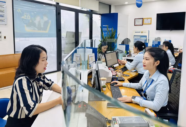 Khách hàng tới giao dịch tại BAOVIET Bank Quảng Ninh.